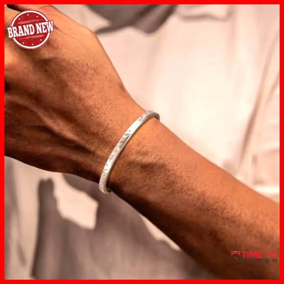 925 Sterling Silver Hammered Cuff Bangle Bracelet Minimalist Jewelry - Picture 5 of 7